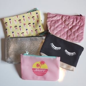 5 Small Ipsy Makeup Bags NWOT